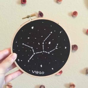 Zodiac constellation hoop art