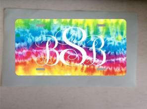 Tie Dye License Plate Monogram