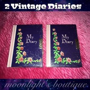 2 Vintage Diaries with Locks & Keys