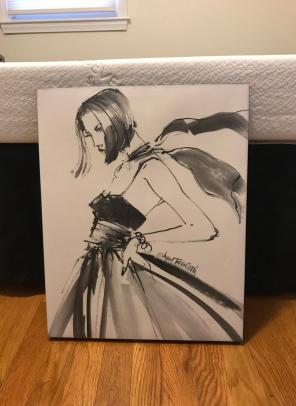 Woman In Scarf Canvas Black & White