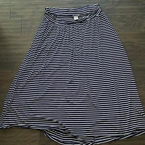 Navy and white striped maternity maxi