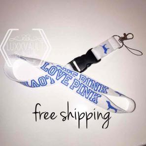 VS PINK white and blue lanyard