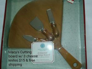 MS Cutting board w/ 3 cheese knifes