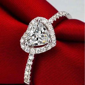 Halo Cushion Cut Heart Ring Size 7