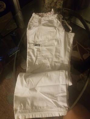 White koi nursing scrub pants bottoms