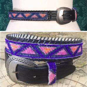 Vintage beaded western native vegan belt