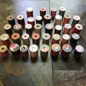 Old Wooden Spools Of Thread Lot Of 36