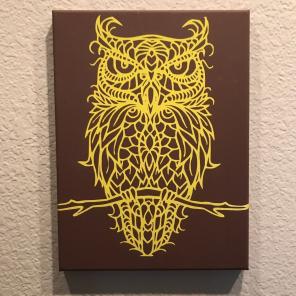 Owl Canvas Vinyl Artwork 9x12