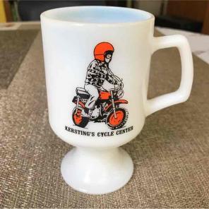 Vintage Footed Milk Glass Ad Mug
