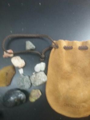 Unique rocks in heavy duty leather bag