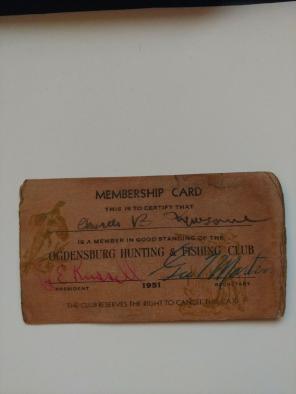 Ogdensburg Hunting & Fishing Club Card