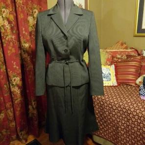Le Suit Skirt Suit Set Black Pinstripe
