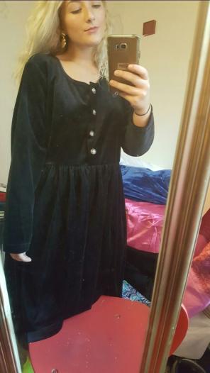 Vintage Black Velvet Dress