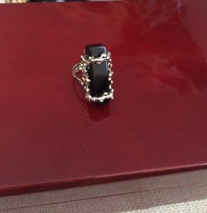 Size 5 Vintage Sterling black Onyx Ring