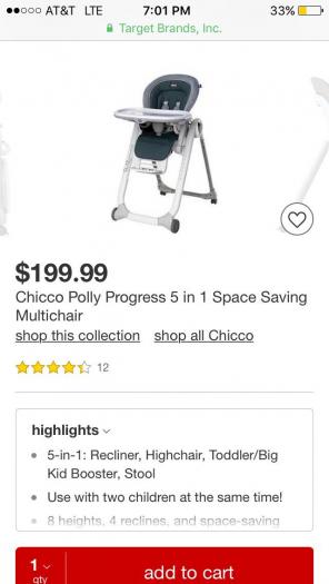 Brand New Chicco Polly Progress Highchai