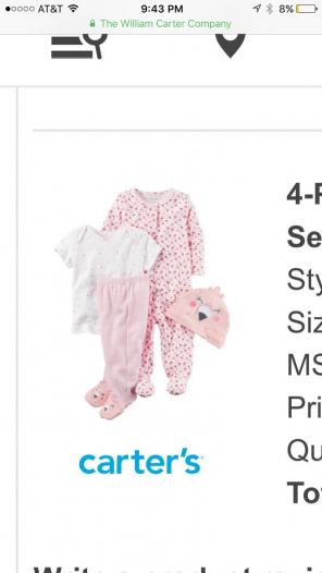 Carters 4 Piece Set Size 3 Months