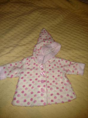 6-9 month pom pom fleece hooded coat