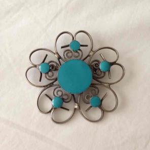Costume Brooch, faux turquoise