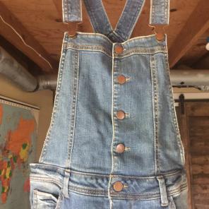 Distressed Denim Overalls