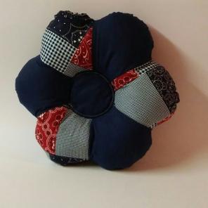 Blue Bandana Flower Pillow