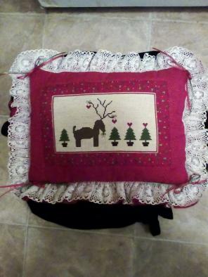 Vintage cross stitch Christmas pillow