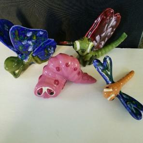 Set of 4 ceramic bugs