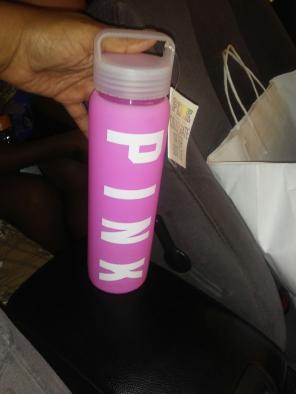 Pink glass water bottle new