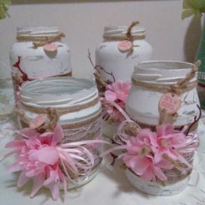 4 PC IT'S A GIRLS GLASS JARS