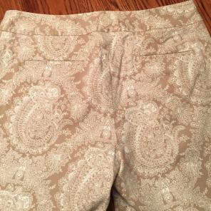 Talbots Tan Paisley Cotton Pants Size 8