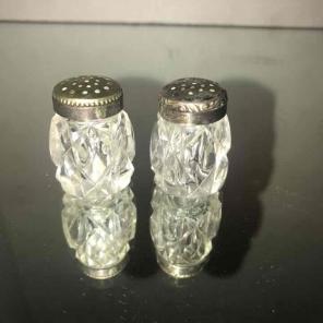 Antique Sterling silver crystal Shakers