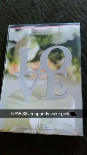 New silver wedding cake pick