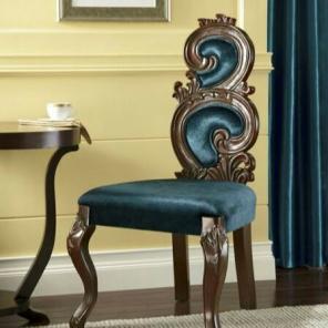 Carved swirl chair teal