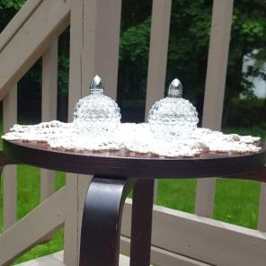 Round crystal Fenton hobnail S&P shakers