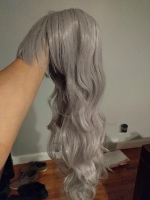 Silver gray 32inch wig