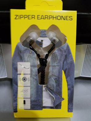 BLACK NEW METAL ZIPPER EARPHONES