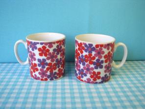 Mod Floral Coffee Cups-Vintage