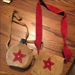 Kids leather western set bag & canteen