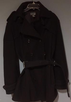 Men Long Black Wool Blend Trench Coat
