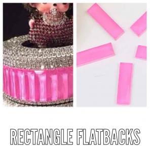 Rectangular bubble gum pink flat back