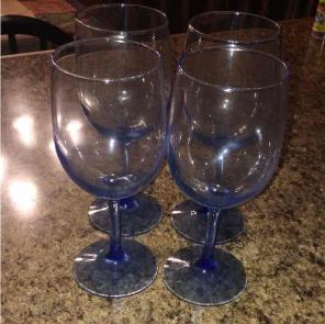 4 cobalt blue wine glasses