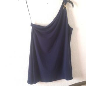 Blue Michael Kors One Shoulder Chain Top