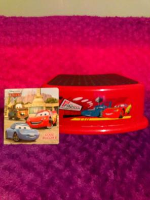 Kids cars step stool and book
