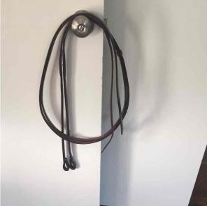 Dark brown leather split reins