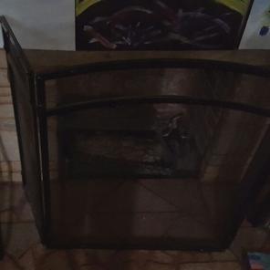 Fireplace screen and poker