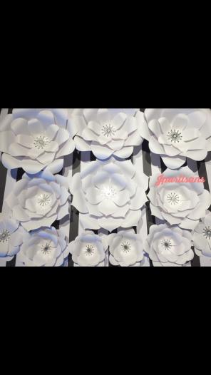 All white paper flower/wall decor silver