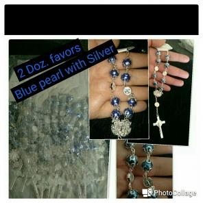 2 Doz.Blue Rosary Bracelet favors