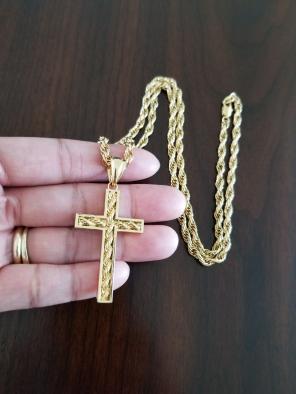 18K Gold Filled Men's Cross Necklace