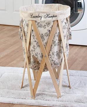 Floral Wood Framed Hamper With Handles