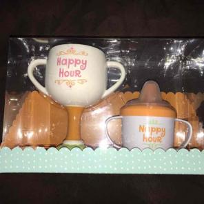 Happy hour and nappy hour gift set
