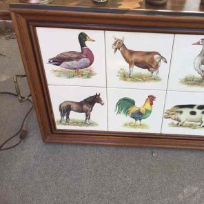 6 tile and wood frame serving tray